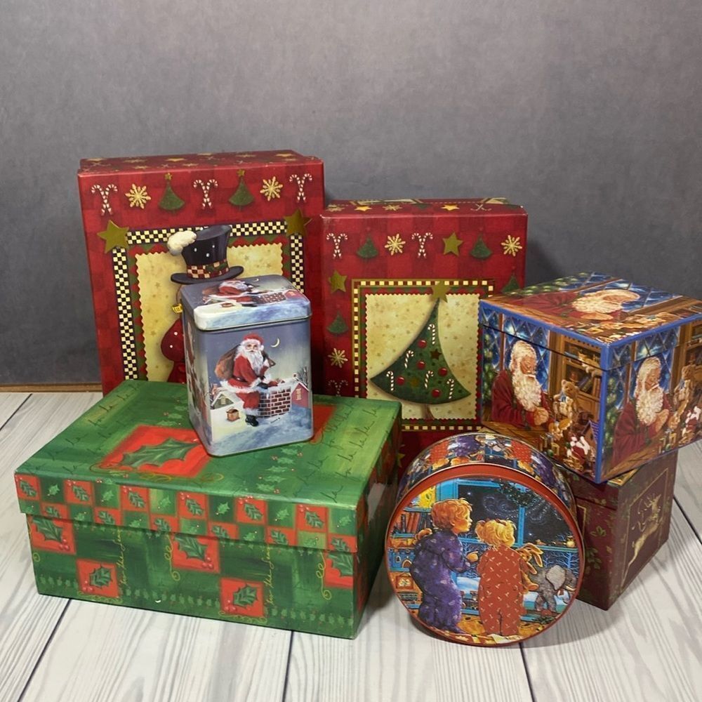 Christmas Holiday Gift Box and Tin Bundle